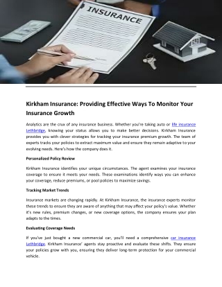 Kirkham Insurance Providing Effective Ways To Monitor Your Insurance Growth