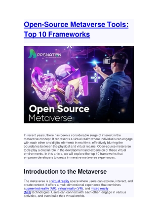 open source metaverse tools top 10 frameworks