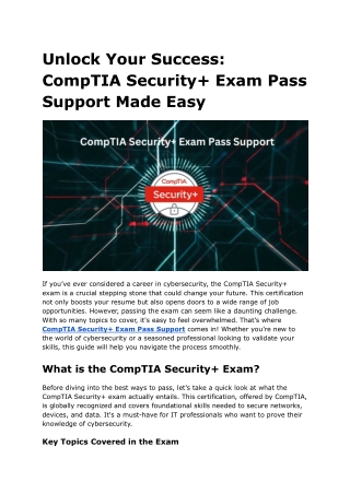 unlock your success comptia security exam pass