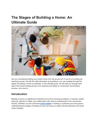 the stages of building a home an ultimate guide