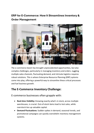 erp for e commerce how it streamlines inventory