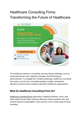 Healthcare Consulting Firms_ Transforming the Future of Healthcare