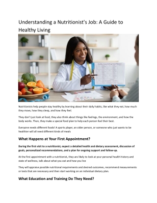 Understanding a Nutritionist's Job: A Guide to Healthy Living