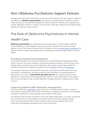 How Oklahoma Psychiatrists Support Patients