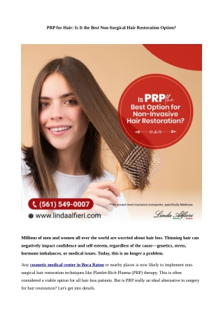PRP for Hair_ Is It the Best Non-Surgical Hair Restoration Option_
