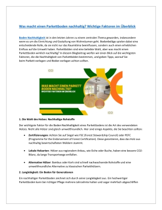 was macht einen parkettboden nachhaltig wichtige