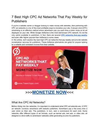 7 best high cpc ad networks that pay weekly