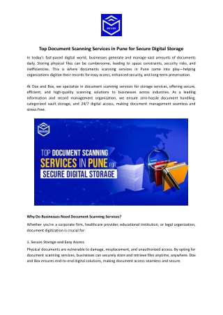 Top Document Scanning Services in Pune for Secure Storage