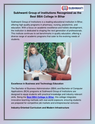 Best BBA College in Bihar