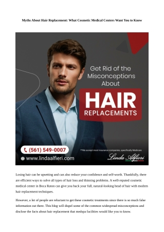 Myths About Hair Replacement_ What Cosmetic Medical Centers Want You to Know