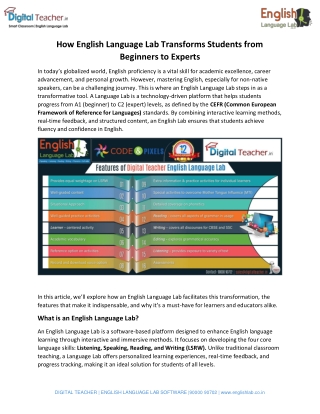 How English Language Lab Transforms Students from Beginners to Experts