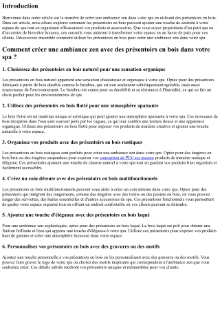 Comment créer une ambiance zen avec des présentoirs en bois dans votre spa