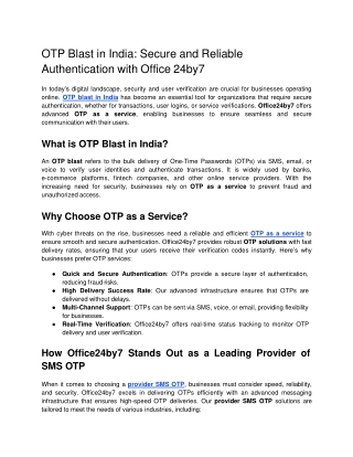 otp blast in india secure and reliable