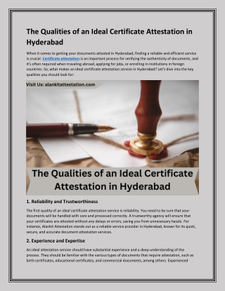 The Qualities of an Ideal Certificate Attestation in Hyderabad