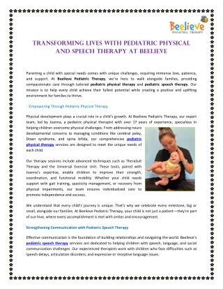 Pediatric Speech Therapy
