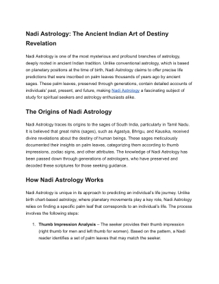 Nadi Astrology: The Ancient Indian Art of Destiny Revelation