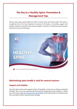 The Key to a Healthy Spine: Prevention & Management Tips