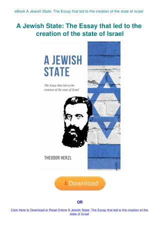 eBook A Jewish State The Essay that led to the creation of the state of Israel