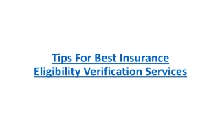 Tips For Best Insurance Eligibility Verification Services