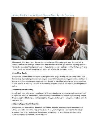 Hidden Risk Factors for Heart Disease Most People Overlook