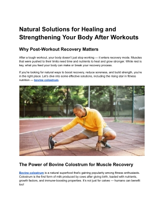 Natural Solutions for Healing and Strengthening Your Body After Workouts