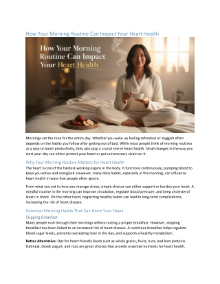 How Your Morning Routine Can Impact Your Heart Health