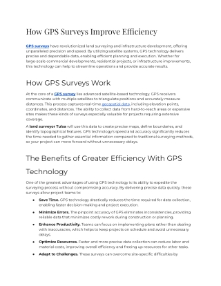 How GPS Surveys Improve Efficiency