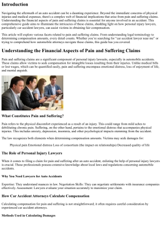 Understanding the Financial Aspects of Pain and Suffering Claims