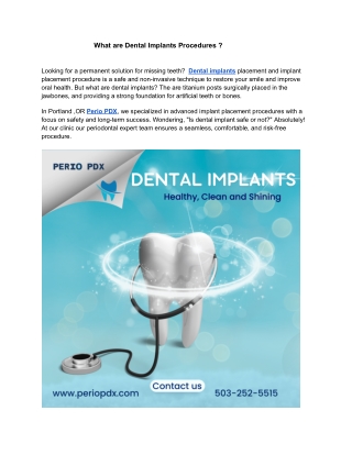 What are Dental Implants Procedures ?