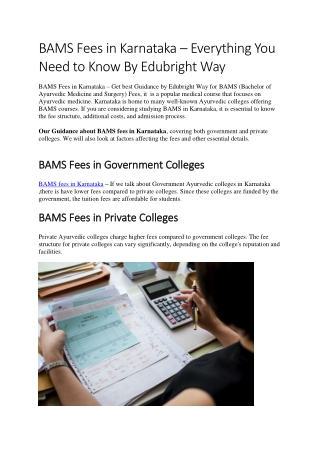BAMS Fees in Karnataka – Everything You Need to Know By Edubright Way