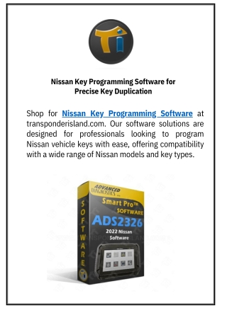 Nissan Key Programming Software for Precise Key Duplication