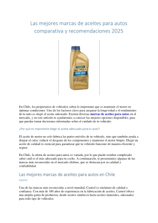 las mejores marcas de aceites para autos