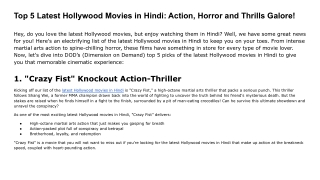 Top 5 Latest Hollywood Movies in Hindi_ Action, Horror and Thrills Galore