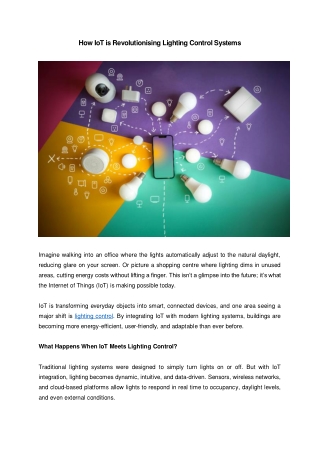 How IoT is Revolutionising Lighting Control Systems