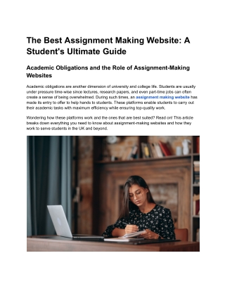 The Best Assignment Making Website: A Student's Ultimate Guide