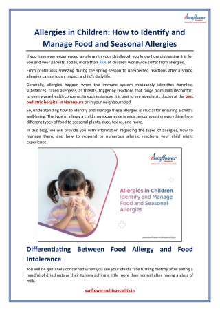 Allergies in Children - How to Identify and Manage Food and Seasonal Allergies