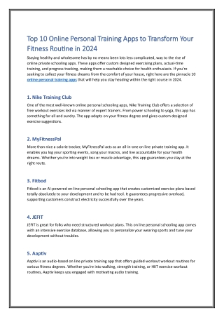 top 10 online personal training apps to transform