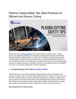 Plasma Cutting Safety Tips Best Practices for Efficient and Secure Cutting