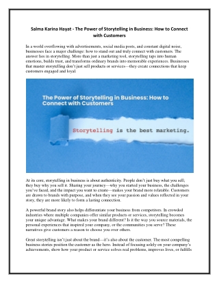 Salma Karina Hayat - The Power of Storytelling in Business