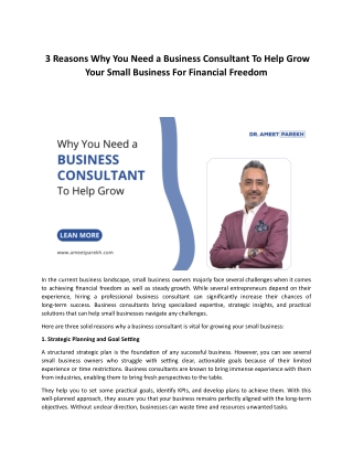 3 Reasons Why You Need a Business Consultant To Help Grow Your Small Business For Financial Freedom