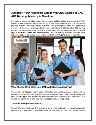 Best CNA Training in San Jose  Affordable & Fast Certification