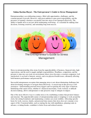 Salma Karina Hayat - The Entrepreneur’s Guide to Stress Management