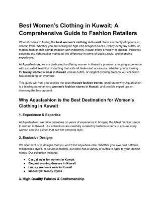 Best Women’s Clothing in Kuwait_ A Comprehensive Guide to Fashion Retailers