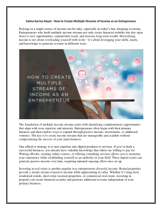 Salma Karina Hayat - How to Create Multiple Streams of Income as an Entrepreneur