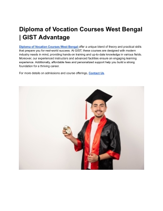 diploma of vocation courses west bengal gist