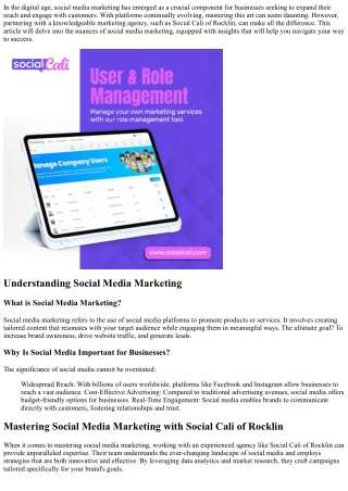 Mastering Social Media Marketing with Social Cali of Rocklin