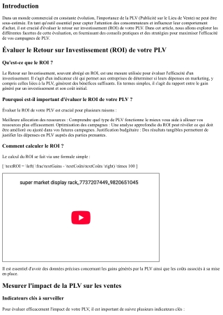 Évaluer le Retour sur Investissement (ROI) de votre PLV