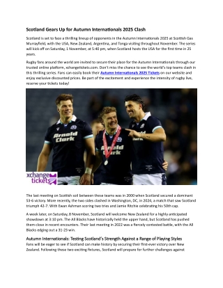 Scotland Gears Up for Autumn Internationals 2025 Clash