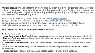 Women’shealth involves a lifetime of intervention by experienced1