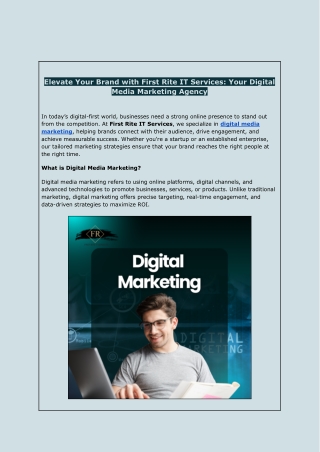 Digital Media Marketing Agency | First Rite IT Services